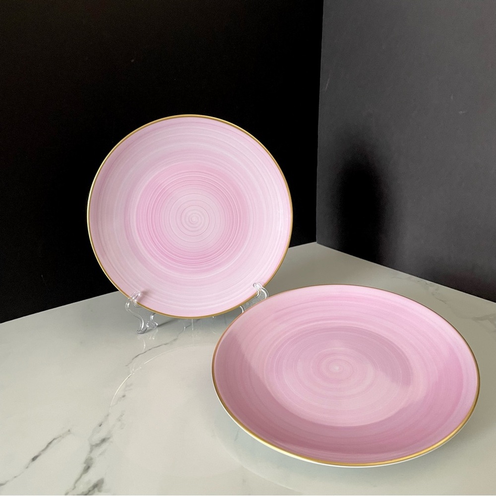 SET of 2 Light Pink Salad Plates - Marie Daage Limoges